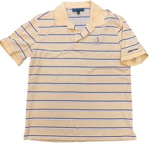Masters Collection Golf Polo Shirt Yellow Stripe Masters Mens Size L Pima Cotton